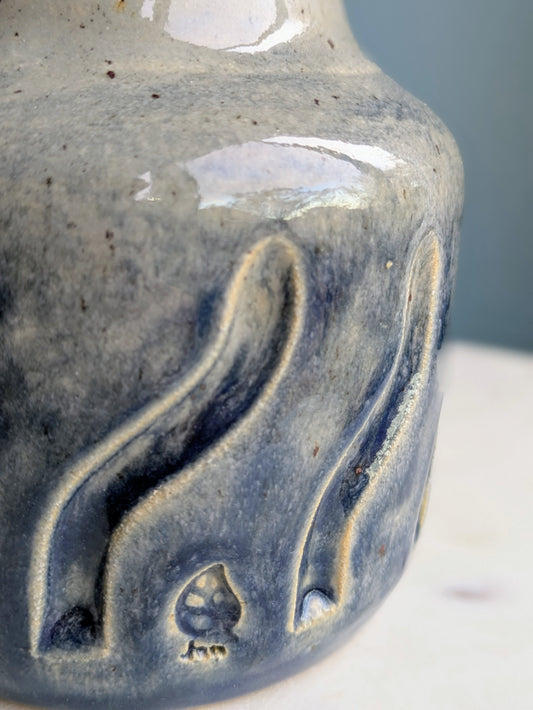 Blue Ombre Carved Vase 4"