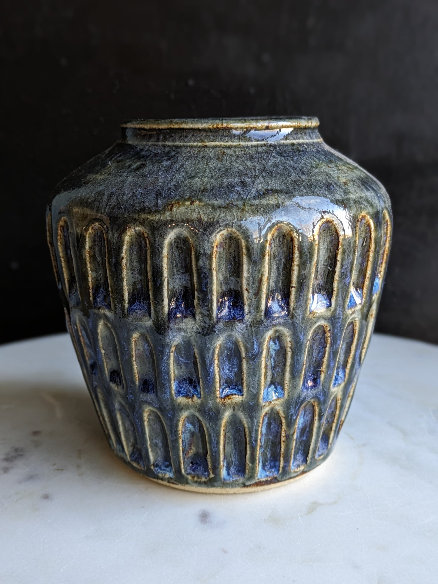 1000 Nights Carved Ceramic Vase 5"