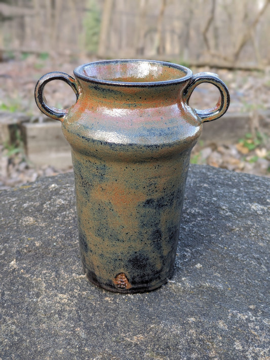 Mottled Dark Ceramic Vase 7.5"