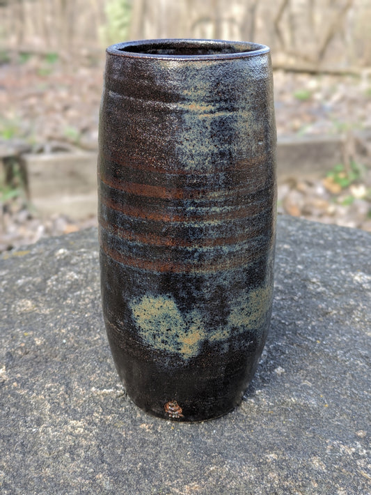 Tall Dark Cylinder Vase 8"