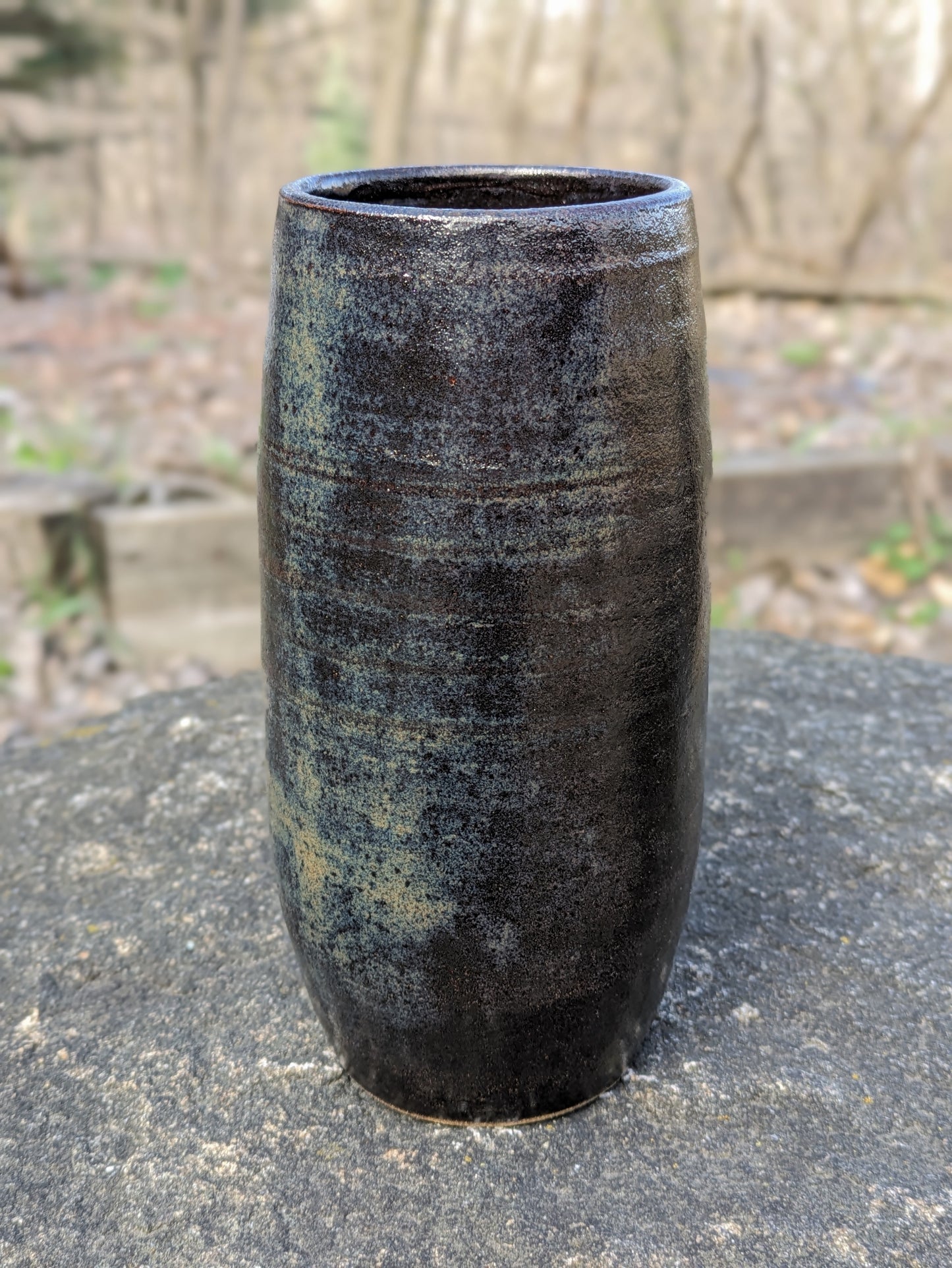 Tall Dark Cylinder Vase 8"