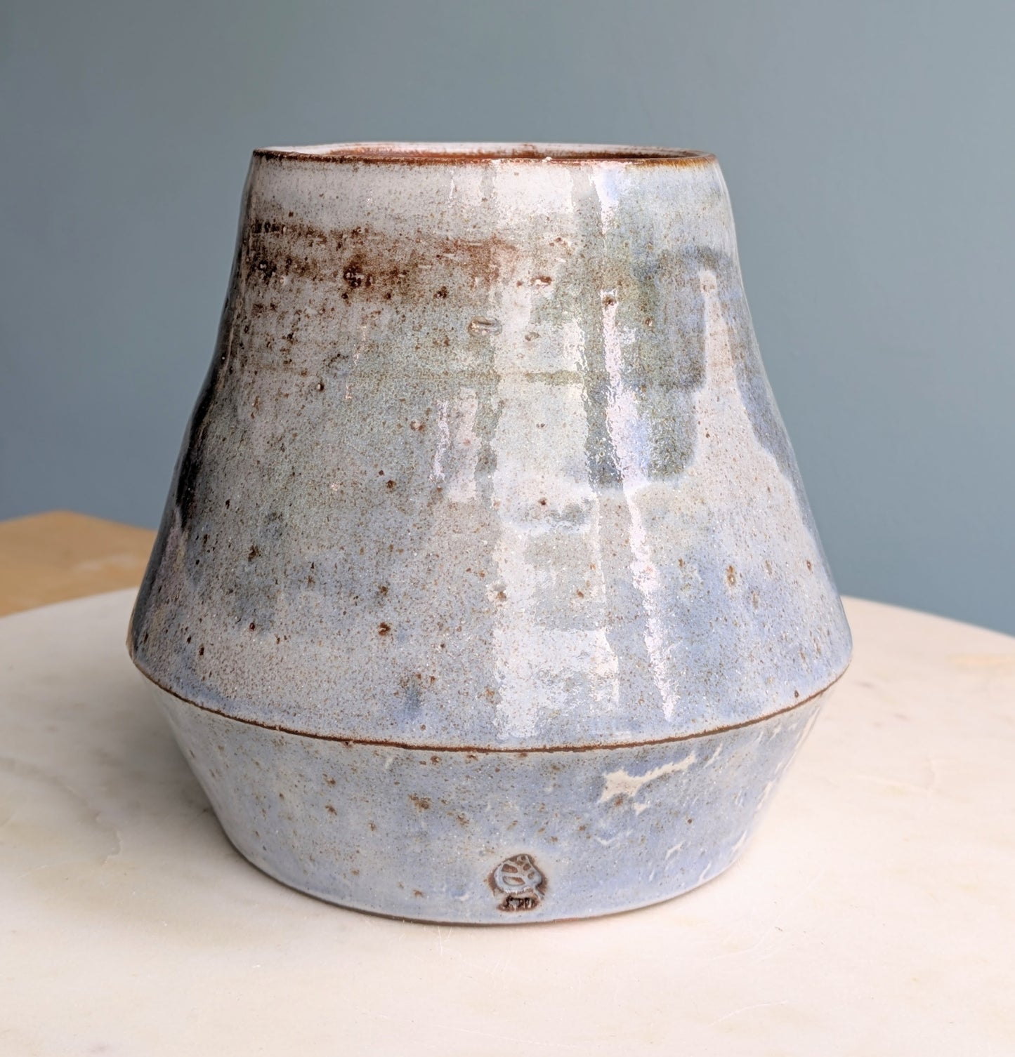 Rustic Blue Wash Vase 6"