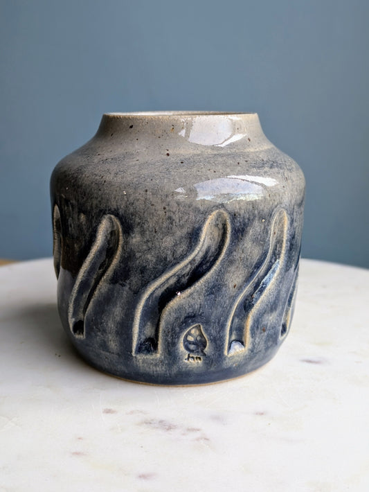 Blue Ombre Carved Vase 4"